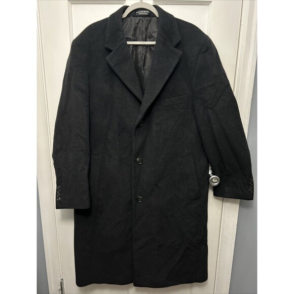 Lauren Ralph Lauren Men’s Wool Cashmere Overcoat Peacoat 42R Black Lined Jacket - Picture 1 of 15